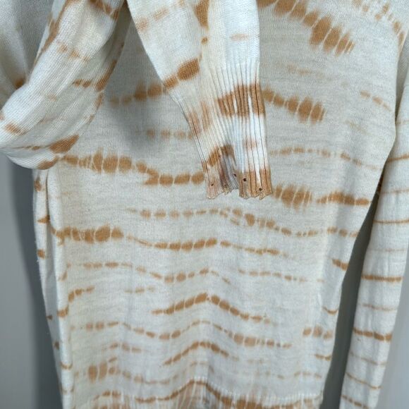 Evereve Roan + Ryan XS Cream/Rust Tie Dye Pullover Raw Hem Sweater - Picture 6 of 10